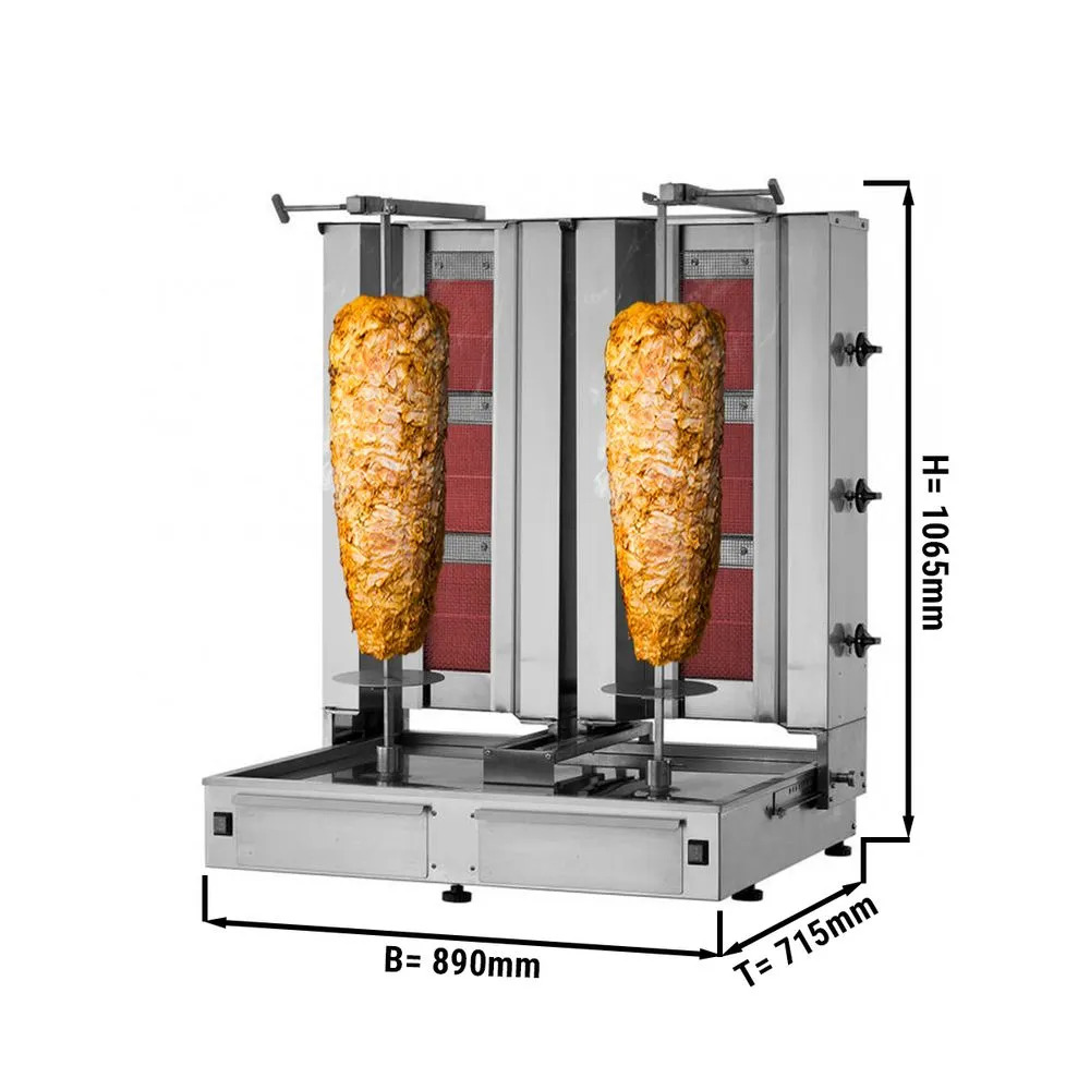 BROCHE KEBAB DOUBLE 2 X 3 FEUX GAZ