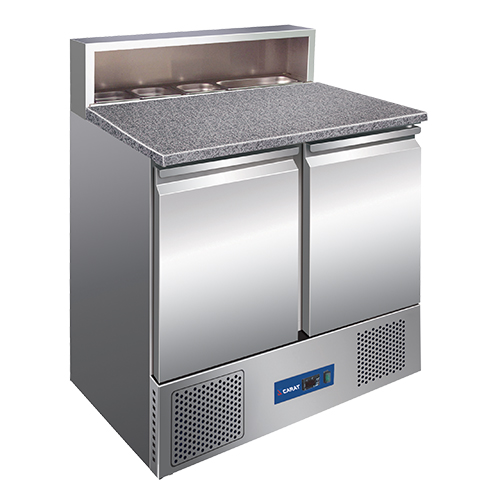 MESA SALADETTE REFRIGERADA 2 PUERTAS GRANITO 220L + 5 CUBETAS