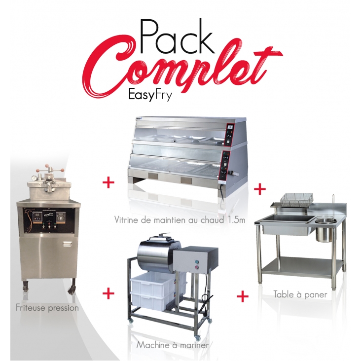 PACK COMPLET FRITEUSE PRESSION VITRINE MAINTIENT CHAUD 1M50