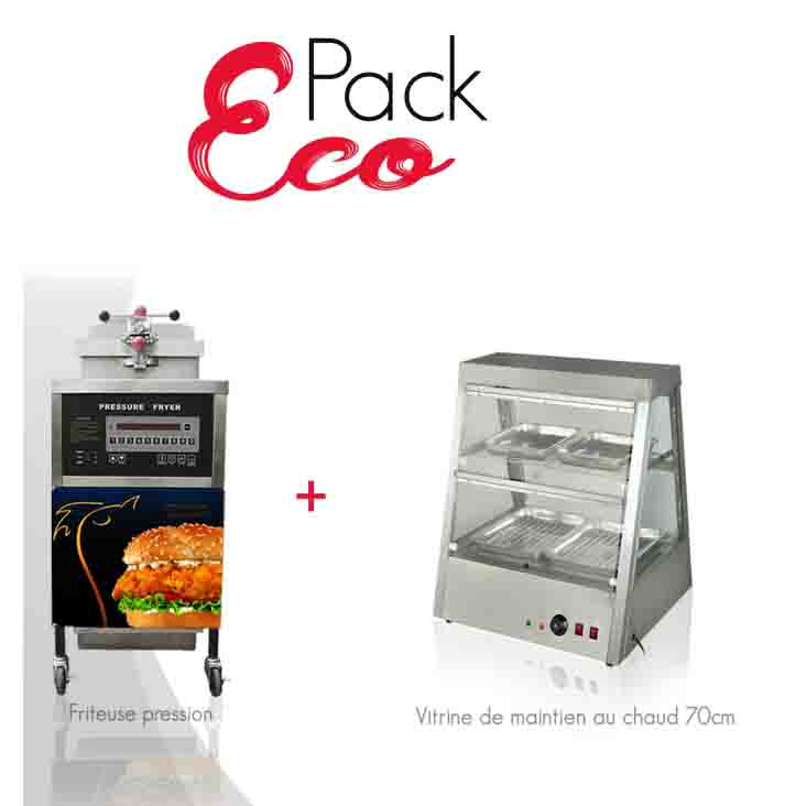 PACK SUPER ECO FRITEUSE PRESSION VITRINE MAINTIENT CHAUD 70CM