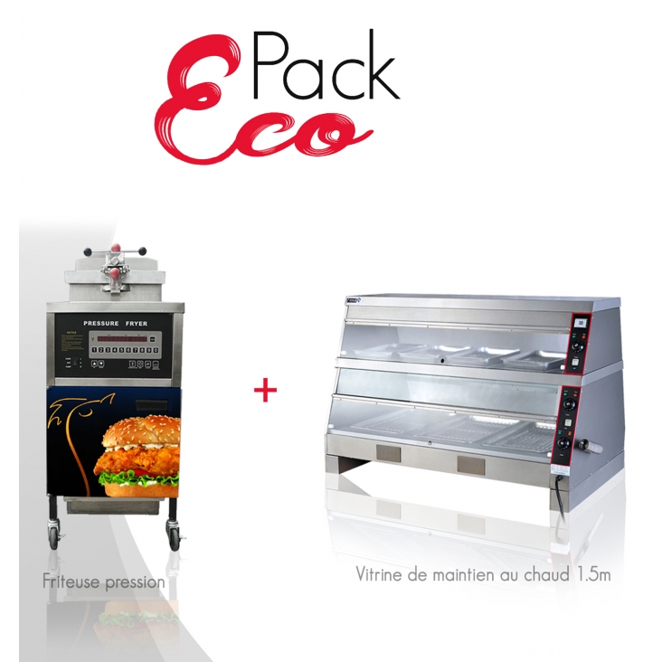 PACK ESENCIAL FREIDORA A PRESIÓN DIGITAL VITRINA CALIENTE 1M50