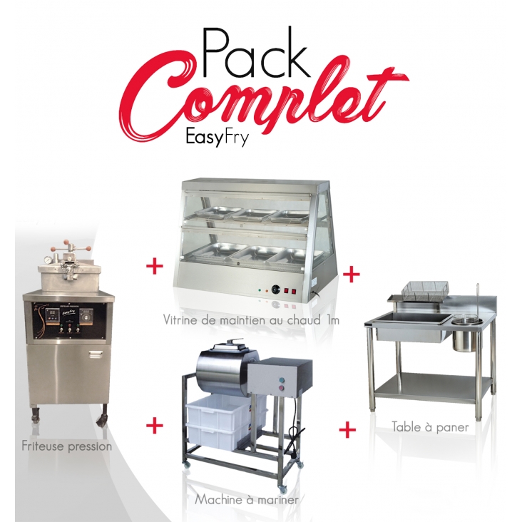PACK COMPLETO FREIDORA A PRESIÓN VITRINA CALIENTE 1M00