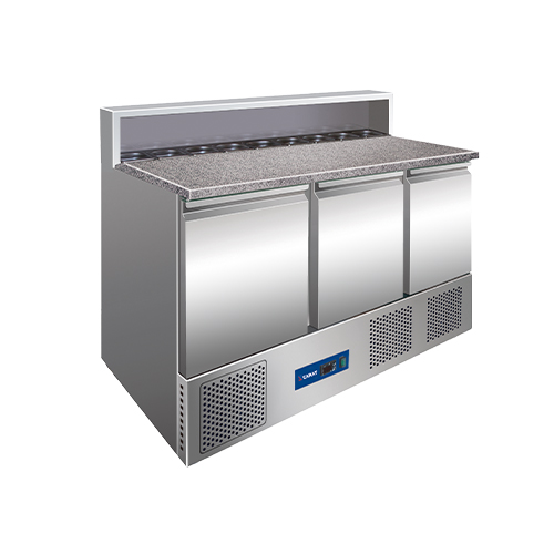 MESA SALADETTE REFRIGERADA 3 PUERTAS GRANITO 350L + 8 CUBETAS
