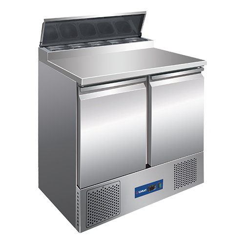 MESA SALADETTE 5 CUBETAS + 2 PUERTAS REFRIGERADA INOX